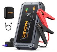 NACKEO Arrancador de Coches 7000A, Arrancador de Baterias de Coche Portátil (hasta Todo Gas o Diésel de 10,0L), 12V Jump Starter Clips de Seguridad Inteligentes, Luz LED, Carga Rápida, Compacto