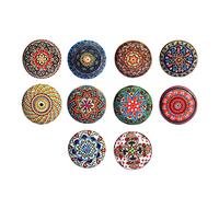 Nacnic 10 Pomos de Cerámica con Flores Estilo Mandala | Tiradores Artesanales para Cocina Cajones Armarios Muebles de Baño | Perillas de Pintadas a Mano | Diámetro y Longitud Perno 40 mm