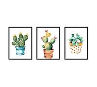 Nacnic - 3 Posters Cactus Acuarela - Láminas Decorativas Botánica y Naturaleza - Cuadros Artísticos Coloridos para Pared - Flores, Plantas, Macetas