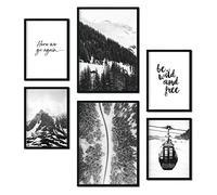 Nacnic - 6 láminas Fotográficas Blanco y Negro - Decoración Mural Salón, Dormitorio, Habitación - Nieve, Invierno, Nórdico, Moderno - A4 y A3. Sin Marco