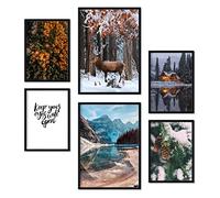 Nacnic - 6 Posters Fotográficos Lago Helado en Invierno - Impresión de Arte Mural para Decoración Artística de Paredes del Hogar - A4 y A3 - Sin Marco