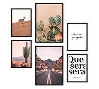 Nacnic - Conjunto 6 Cuadros con Pósters Fotografías Desierto Mexico - Impresión Arte Pared - Cuadro Decorativo Salón Dormitorio Habitacion - A3 y A4 - Marco Negro