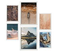 Nacnic - Conjunto 6 Cuadros con Pósters Paisajes Croacia - Pinturas Arte Mural para Decorar Habitación Sala Recibidor - Láminas A3 y A4 - Marco Blanco