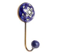 Nacnic Juego de 2 colgadores de cerámica redondos de 127 mm | Perchas azules con diseño floral | Ideales para complementar todo tipo de estancias. Elegantes colgadores multiusos.