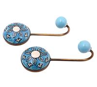 Nacnic Juego de 2 colgadores de cerámica redondos de 127 mm | Perchas turquesas con diseño floral | Ideales para complementar todo tipo de estancias. Elegantes colgadores multiusos.