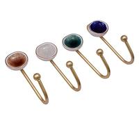 Nacnic Juego de 4 colgadores de cerámica redondos de 127 mm | Perchas doradas con adorno de gemas | Ideales para complementar todo tipo de estancias. Elegantes colgadores multiusos.