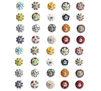 Nacnic Juego de 40 pomos de cerámica con diferentes diseños florales, pintados a mano. Tiradores artesanales para armarios, cajoneras, cómodas y colgadores. Pomos clásicos de 316 mm diámetro.
