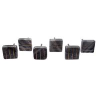 Nacnic Juego de 6 pomos tiradores de piedra cuadrados de 40 mm | Premium. Perillas Tono pizzara y lineas doradas | Ideales para armarios, cómodas, cajoneras, cocina y baño. Manejas multiusos.