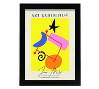 Nacnic Lamina artistica decorativa con ilustración de Exposición Joan Miro 1 tamaño A4 estilo Surrealista para decorar el hogar, salón, habitaciones, estudios...