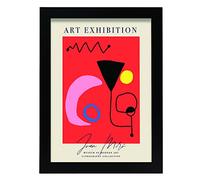 Nacnic Lamina artistica decorativa con ilustración de Exposición Joan Miro 11 tamaño A4 con marco negro estilo Surrealista para decorar el hogar, salón, habitaciones, estudios...