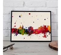 Nacnic Lámina Ciudad de Granada. Skyline Estilo Acuarela y explosión de Color. Poster tamaño A3