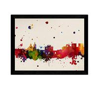 Nacnic Lámina Ciudad de Granada. Skyline Estilo Acuarela y explosión de Color. Poster tamaño A3 Impreso en Papel 250 Gramos y tintas de Decoración del hogar. Diseño al Mejor Precio.