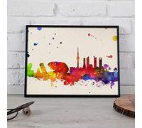 Nacnic Lámina Ciudad de Madrid. Skyline Estilo Acuarela y explosión de Color. Poster tamaño A3 Impreso en Papel 250 Gramos. Decoración del hogar. Con marco Negro A3