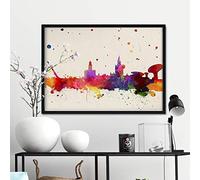 Nacnic Lámina Ciudad de Sevilla. Skyline Estilo Acuarela y explosión de Color. Poster tamaño A3 Impreso en y tintas Decoración del hogar. Diseño al Mejor Precio. Con marco