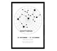 Nacnic Lamina con la constelación Sagittarius. Poster con símbolo del zodiaco en tamaño A4 con marco y fondo del cielo estrellado