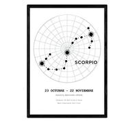 Nacnic Lamina con la constelación Scorpio. Poster con símbolo del zodiaco en tamaño A3 y fondo del cielo estrellado