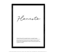 Nacnic Lámina con la definición de la palabra Honesto en tamaño A4 sin marco con fondo Blanco nórdico