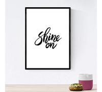 Nacnic Lámina con mensajes felices en blanco y negro.Poster 'Brilla' para enmarcar. Tamaño A4 sin marco