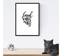 Nacnic Lámina con mensajes felices en blanco y negro.Poster 'Solo Buena Onda' para enmarcar. Tamaño A3 sin marco