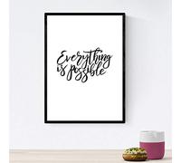 Nacnic Lámina con mensajes felices en blanco y negro.Poster 'Todo Es Posible' para enmarcar. Tamaño A3 con marco