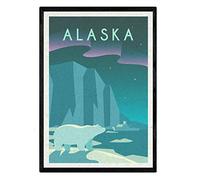 Nacnic Lámina de Alaska. Estilo vintage. Poster ciudad en colores. Anuncio Estados Unidos Tamaño A4