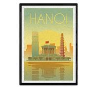 Nacnic Lámina de Hanoi. Estilo vintage. Poster ciudad en colores. Anuncio Hanoi Tamaño A3