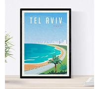 Nacnic Lámina de Tel Aviv. Estilo vintage. Poster ciudad en colores. Anuncio Israel Tamaño A4