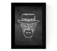 Nacnic Lámina en blanco y negro The breaking bad iconos en tamaño A3 Poster con fondo negro estilo pizarra. Papel 250 gr