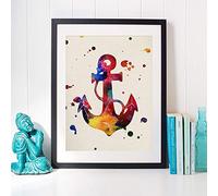 Nacnic Lámina enmarcada Ancla Laminas para Pared. Laminas Estilo Acuarela. Láminas enmarcadas con imágenes del mar. Regalo Creativo para una Amiga. Con marco