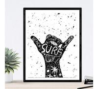 Nacnic Lámina enmarcada Lets Surf Poster con Imagen surfera. Lámina en Blanco y Negro. Impresa en tintas Resistentes. Tamaño A3 Con marco
