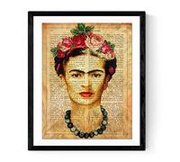 Nacnic Lámina Frida Kahlo con la definición de Creatividad y con Fondo marrón. Tamaño A3. Sin Marco
