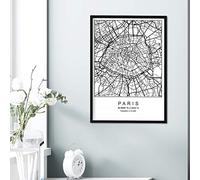 Nacnic - Lámina Mapa Ciudad París - Poster Nórdico en Blanco y Negro - Decoración Moderna Minimalista para Salón, Dormitorio, Habitación, Hogar