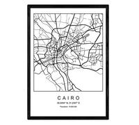 Nacnic Lámina Mapa de la Ciudad Cairo Estilo nordico en Blanco y Negro. Poster tamaño A3 Sin Marco Impreso Papel 250 gr. Cuadros, láminas y Posters para Salon y Dormitorio