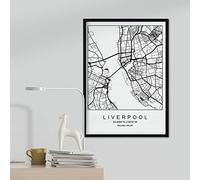 Nacnic Lámina Mapa de la Ciudad Liverpool Estilo nordico en Blanco y Negro. Poster tamaño A3 Sin Marco Impreso Papel 250 gr. Cuadros, láminas y Posters para Salon y Dormitorio