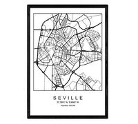 Nacnic Lámina Mapa de la Ciudad Sevilla Estilo nordico en Blanco y Negro. Poster tamaño A3 Sin Marco Impreso Papel 250 gr. Cuadros, láminas y Posters para Salon y Dormitorio