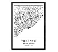 Nacnic Lámina Mapa de la Ciudad Toronto Estilo nordico en Blanco y Negro. Poster tamaño A3 Sin Marco Impreso Papel 250 gr. Cuadros, láminas y Posters para Salon y Dormitorio