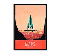 Nacnic Lámina Marte, mision uno. Pósters con detalladas ilustraciones del espacio. Coloridas imágenes de satélites, estrellas y planetas. Decoración de interiores. Tamaño A3 con marco.