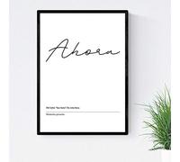 Nacnic Lámina Palabra Ahora Lámina nordicas blanco y negro. Poster 250 gr. Tamaño A4 Enmarcado con marco negro