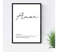 Nacnic Lámina Palabra Amor Lámina nordicas blanco y negro. Poster 250 gr. Tamaño A4 Enmarcado con marco negro