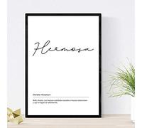 Nacnic Lámina Palabra Hermosa Lámina nordicas blanco y negro. Poster 250 gr. Tamaño A3. Sin marco.