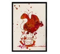 Nacnic Lámina para enmacar Mafalda. Póster Estilo Acuarela Lleno de Color. Lámina para Cuadro Impresa en Papel de 250 gr y tintas Resistentes. Color Rojo. Producto de Diseño Con marco