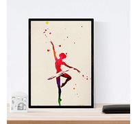 Nacnic Lámina para enmarcar Bailarina DE Ballet Estilo Acuarela. Poster con imágenes de Danza Impresas a Estilo Acuarela. Lámina Ballet. Decoración de hogar. Láminas para enmarcar. Papel 250 Gramos