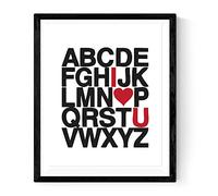 Nacnic Lámina para enmarcar I LOVE YOU ABECEDARIO. Impresa en papel 250 gramos y tintas resistentes. Poster estilo romántico. Tamaño A3