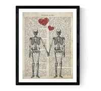 Nacnic Lámina para enmarcar Pareja DE Esqueletos. Lámina con definición de Diccionario Amor Poster Vintage. Papel 250 Gramos tintas Resistentes (A3, Sin Marco)