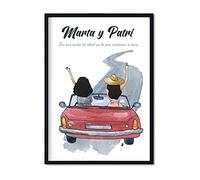 Nacnic Lámina Personalizada para Amigas - Poster para Regalar con Nombres y Frase de su Amistad - Cuadro Amigas para Siempre