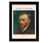 Nacnic Lámina poster de Autorretrato 1887 Cuadros decorativos para tu salón, dormitorio, hogar. Estampados de arte de pared. Impresiones de pared estética inspiradas en Van Gogh A4 con marcos negros
