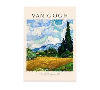 Nacnic Lámina poster de Campo en neumático con cipreses Cuadros decorativos para tu salón, dormitorio, hogar. Estampados de arte de pared. Impresiones de pared estética inspiradas en Van Gogh A3