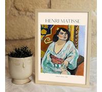 Nacnic Lámina poster de Chica con un arete de perlas Cuadros decorativos para tu hogar. Impresiones de pared estética inspiradas en Johannes Vermeer A4 con marcos de madera ligera