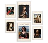 Nacnic Lámina poster de Da Vinci. Galería del pintor. Cuadros decorativos para tu salón, dormitorio, hogar. Estampados de arte de pared. Tamaños A4 y A3 con marcos blancos