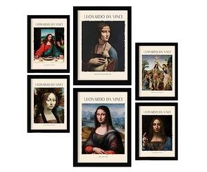 Nacnic Lámina poster de Da Vinci. Galería del pintor. Cuadros decorativos para tu salón, dormitorio, hogar. Estampados de arte de pared. Tamaños A4 y A3
